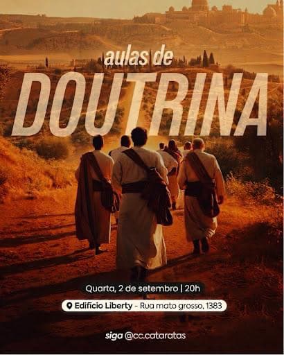 Cartaz das Aulas de Doutrina, em 2 de setembro, às 20h, no Edifício Liberty